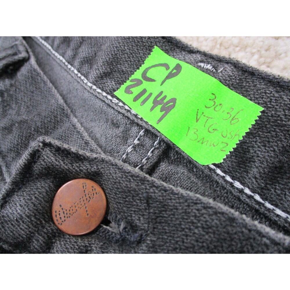 VINTAGE Wrangler Jeans Mens 30x36 Black 13MWZ Cowboy Straight Western Denim USA - Picture 6 of 14